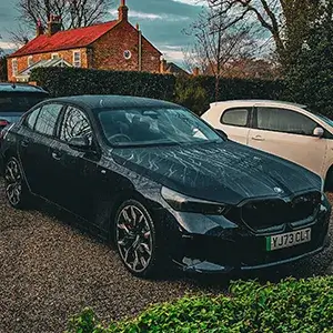 black car with grass